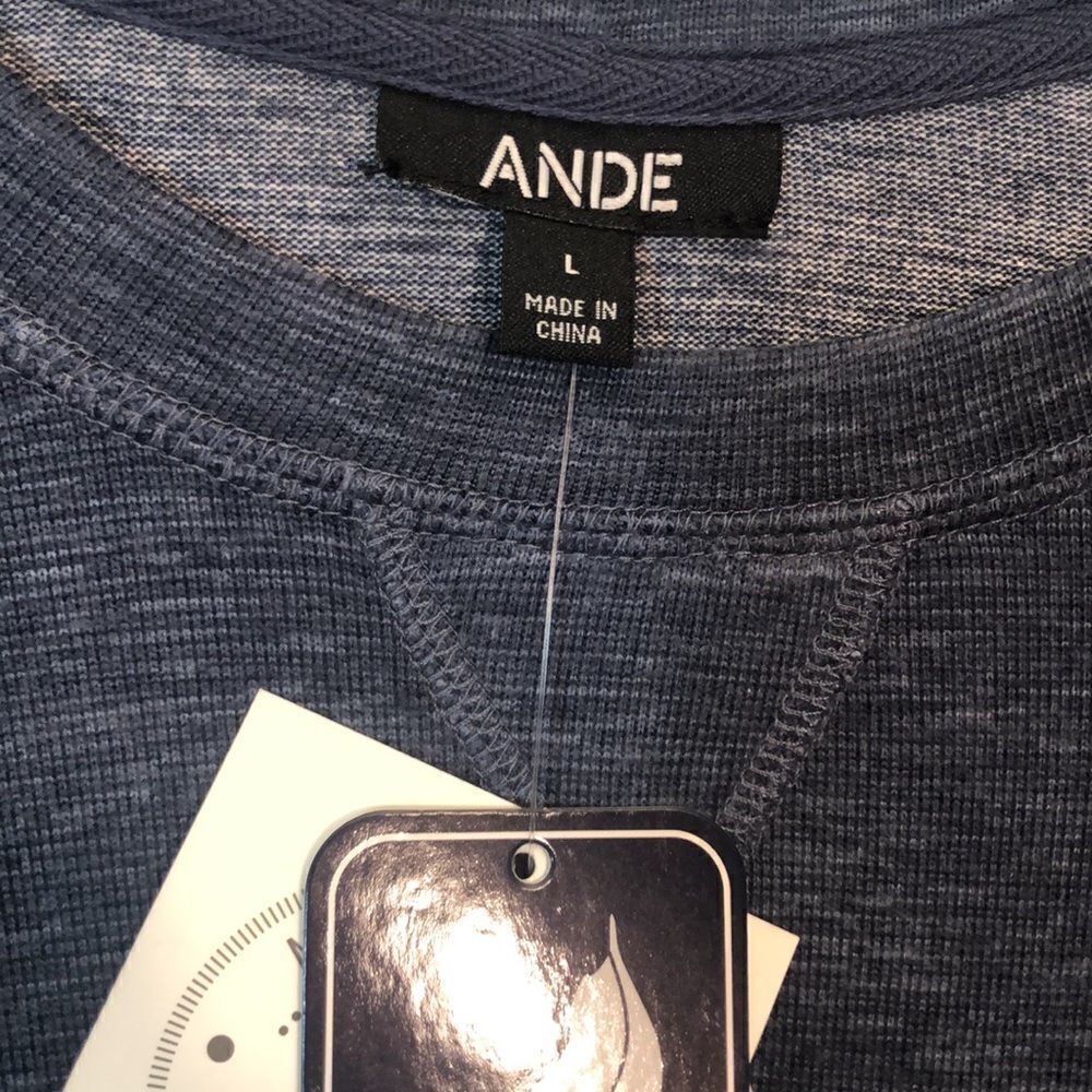 ANDE  New York sweater size L  indigo blue, New With Tags, Pit to Pit 21” - Picture 3 of 12